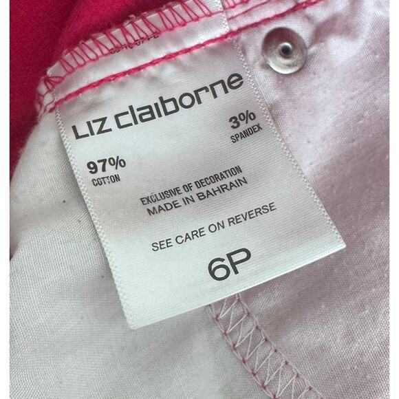 Liz Claiborne Stretch Straight Leg Size 6P Petite Dark Pink Jeans Cotton Spandex - Picture 4 of 8